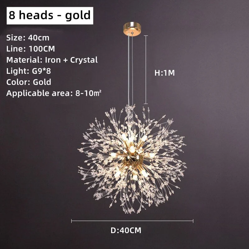 Modern Crystals Chandelier Nordic Dandelion Lamps For Living Room Simple Home Intdoor Dining Room Kitchen Pendant Lights Decorat