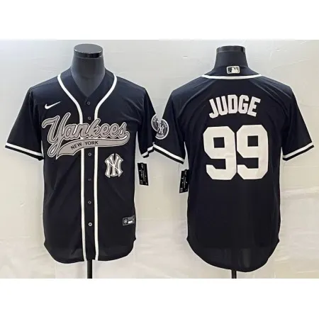 Men's New York Yankees #99 Aaron Judge Black With Patch  Cool Base Stitched Baseball Jersey
