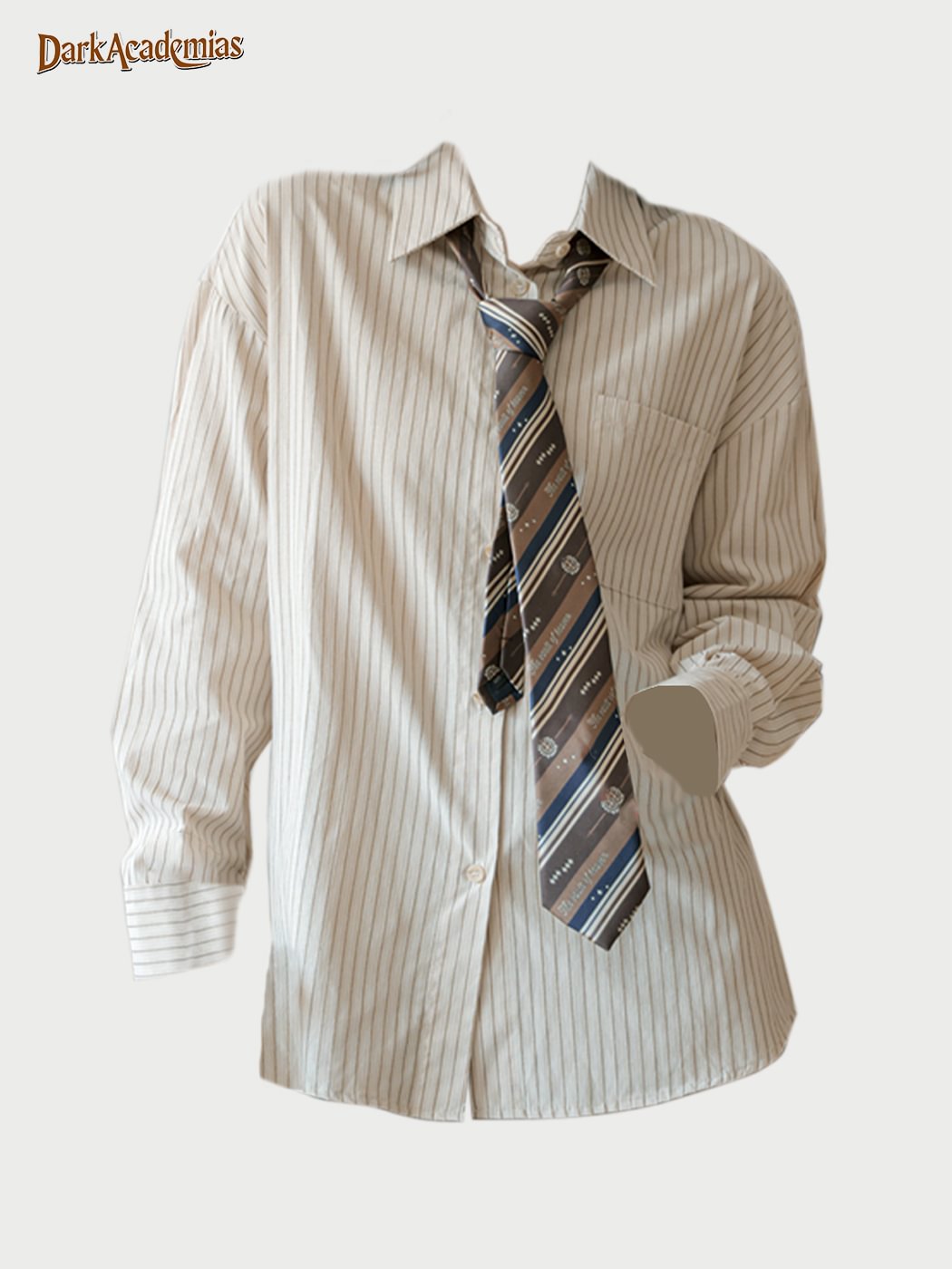Vertical Striped College Shirt (complimentary Tie)