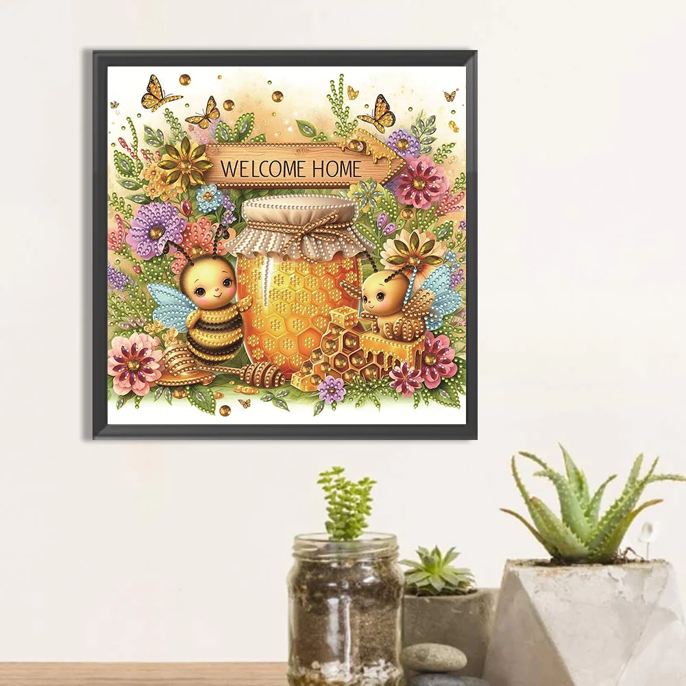 Diamond Painting - Partial Special Shaped Drill - Bee(Canvas|30*30cm)