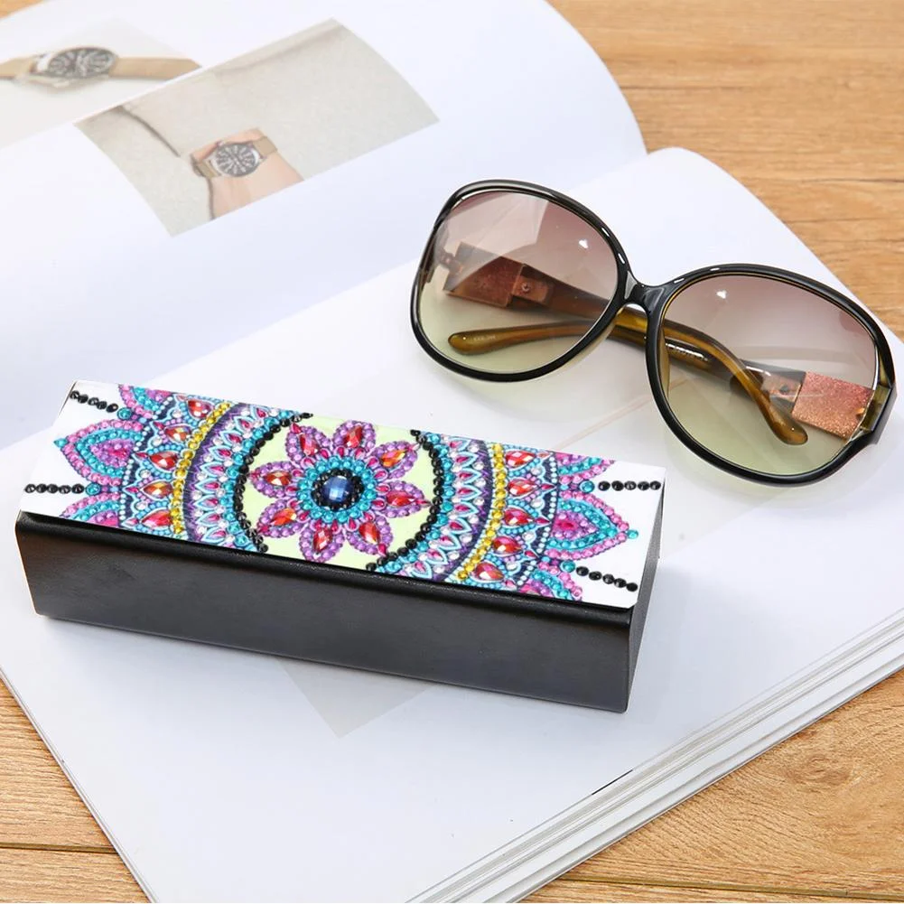 DIY Diamond Painting Leather Eyeglasses Storage Box Case Sunglasses Holder