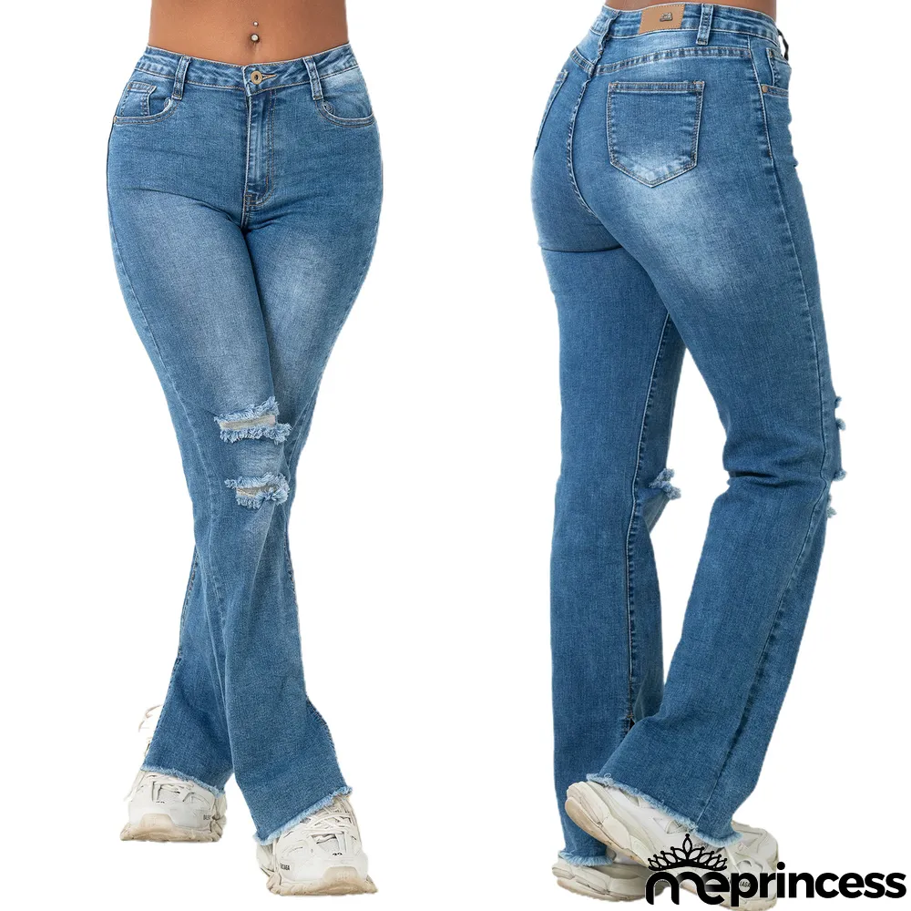 Stretch Flared Mid-rise Jeans