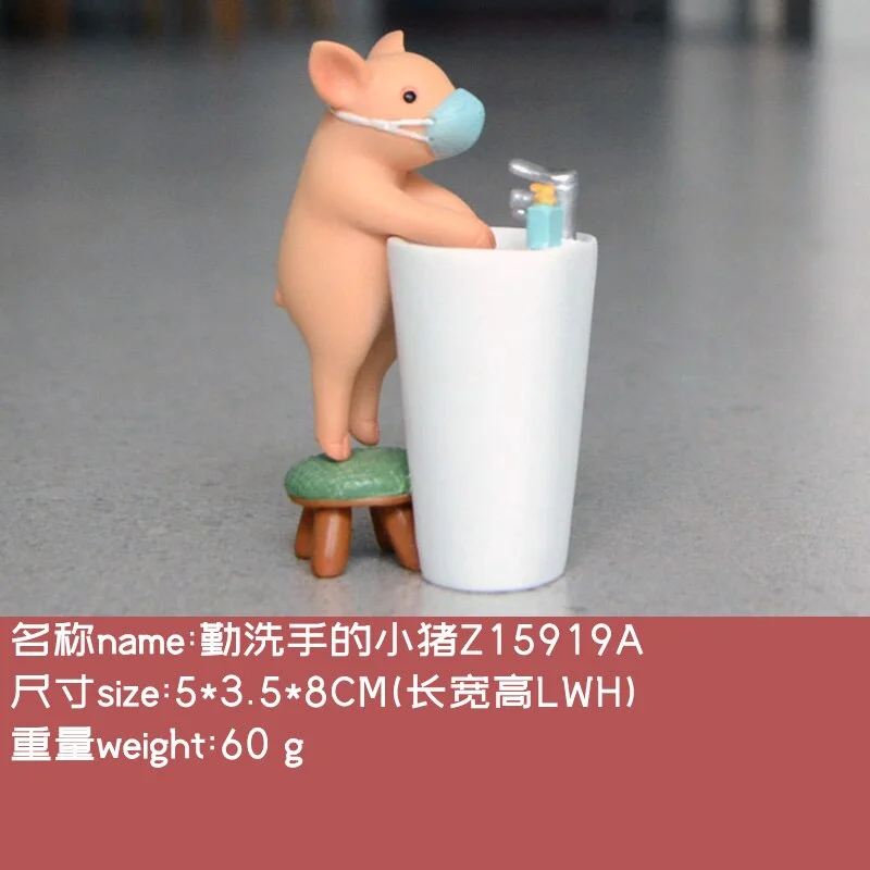 Everyday Collection House Decor Figurines Animal figurines Cute Rabbit Piggy Cat Gift Frog Figurines with Mask for Home Desk