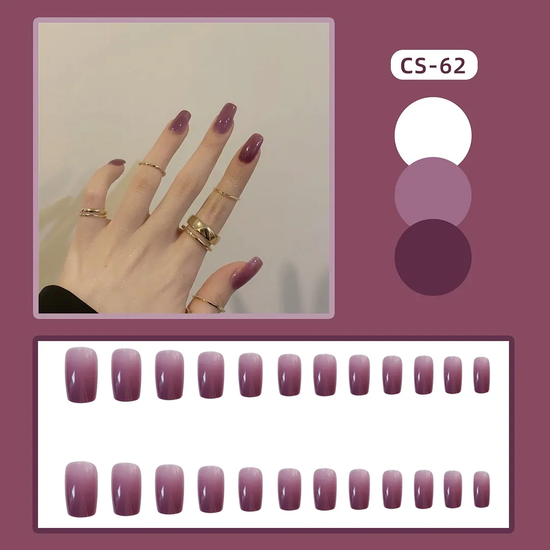 Girls Candy Pink Color False Nails Women Nature Nude Jelly Fake Nail Short Round Head Full Cover Nail Art Tips With Glue 24pcs-Nail Inspo
