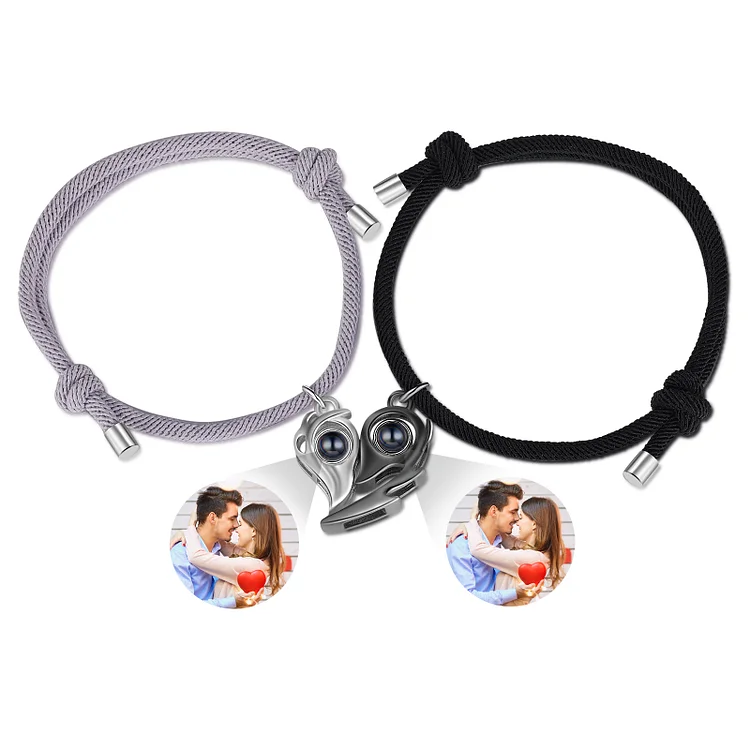 Personalized Magnetic Projection Bracelet Custom Photo Heart Couple Bracelet Creative Gift for Her