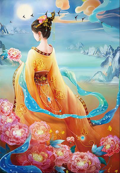 Looking At Chang'An From A Distance Full 9CT Pre-stamped Canvas(65*90cm) 62 colors Cross Stitch