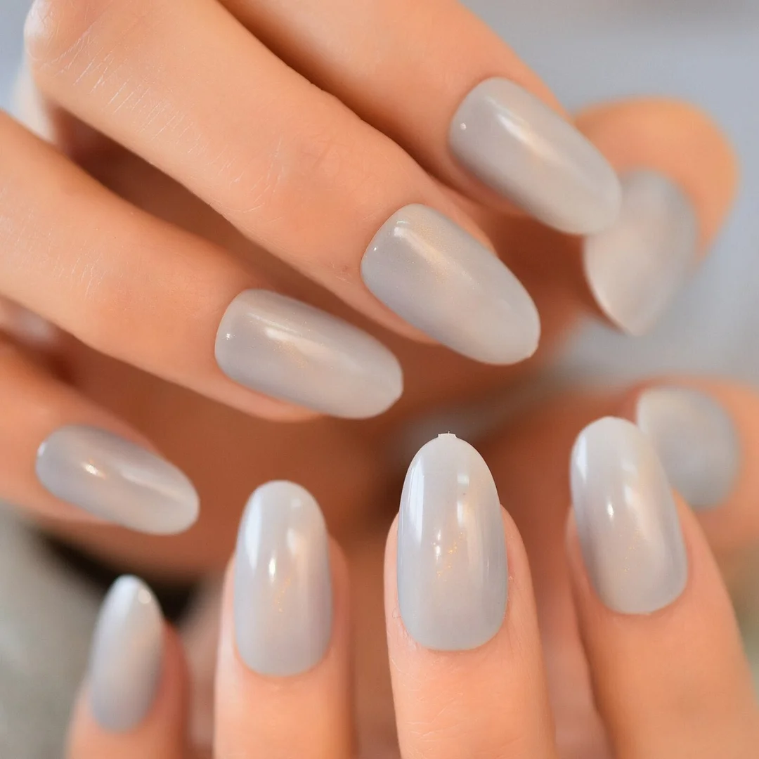 24Pcs White Squoval Short Edge Pure Clean Nails Wholesale Full Cover Nails Gels Nails Set-Nail Inspo