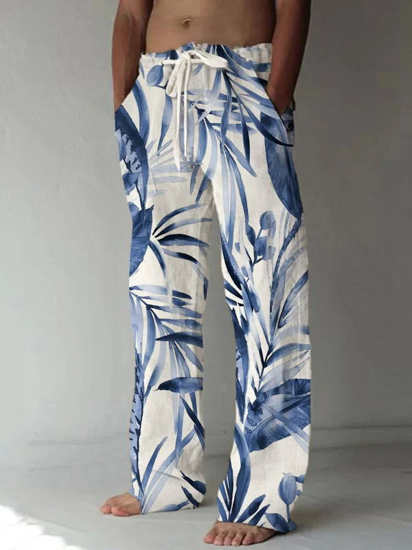 Men's Plants Flowers Watercolor Art Print Casual Pants