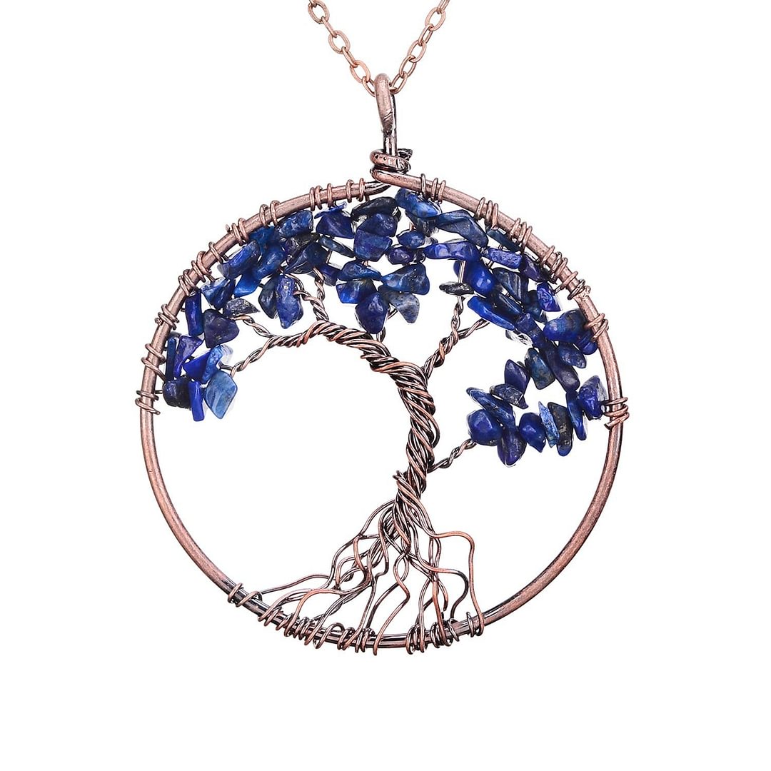 Tree of Life Pendant Amethyst Rose Crystal Necklace Gemstone Chakra Jewelry