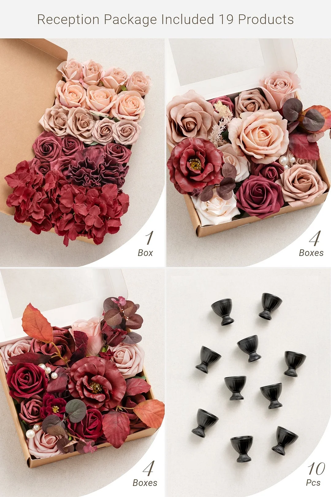 Large Floral Centerpiece Set in Burgundy & Dusty Rose