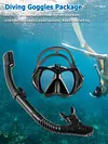 Anti-Fog Goggles Diving Mask Snorkeling Breath Tube Set for Adult (Black M)