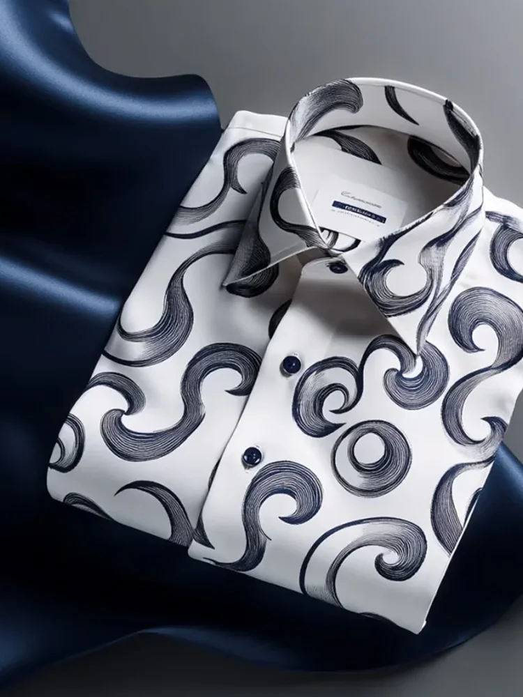 Men's Luxury Satin Long Sleeve Button Down Shirt