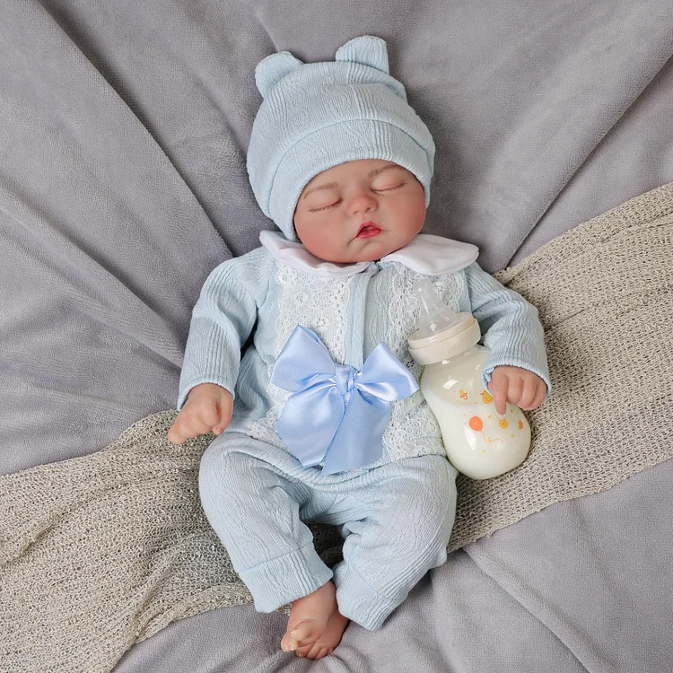 Babeside Joka 17'' Reborns Dolls - Real Life Poseable Newborn Baby Girl Light Blue Suit 