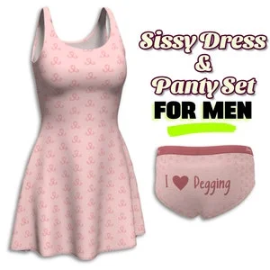 pornhint Pornhint Sissy Dress Set With I Heart Pegging Panties For Men, Femdom Dress And Tucking Underwear Set, Sissy Training Outfit, Sissy Fetish, Kinky