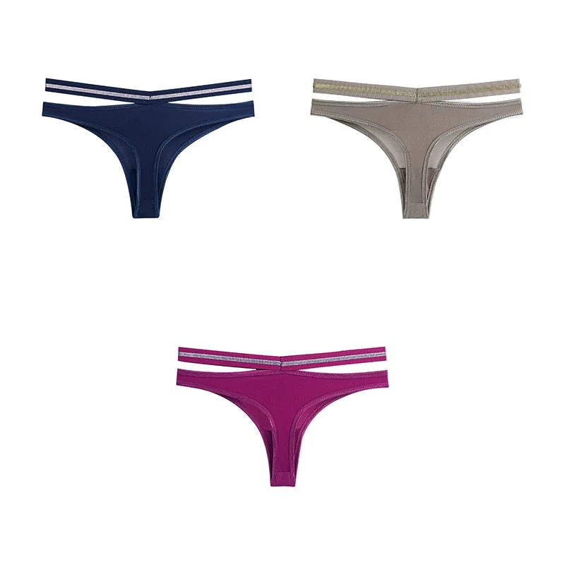 3pcs Seamless Underwear For Woman Sexy Thongs Women's Lingerie Bikini Sports Female Panties Ice Silk Woman Intimates BANNIROU