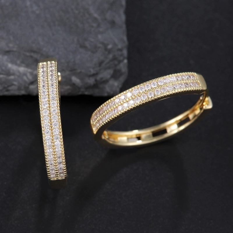 1 Pair Classic Style Round Plating Inlay Copper Zircon 18K Gold Plated Earrings