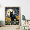 Black Cat Moon-11CT Stamped Cross Stitch 40*50cm