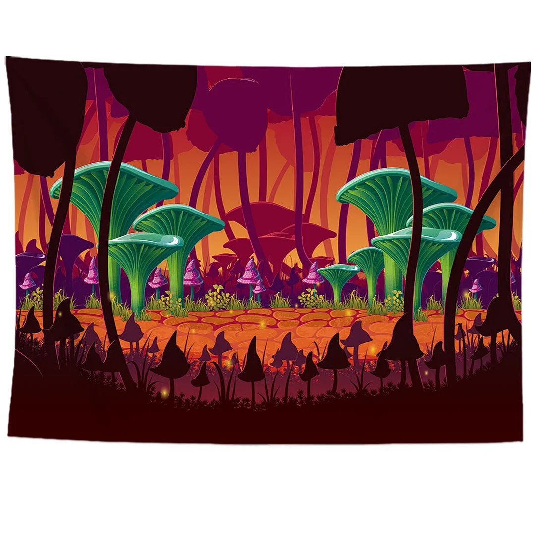 Psychedelic Mushroom Wall Hanging Boho Decor Wall Tapestry Waves Hippie Wall Hanging Galaxy for Bedroom Living Room Decor 95X73