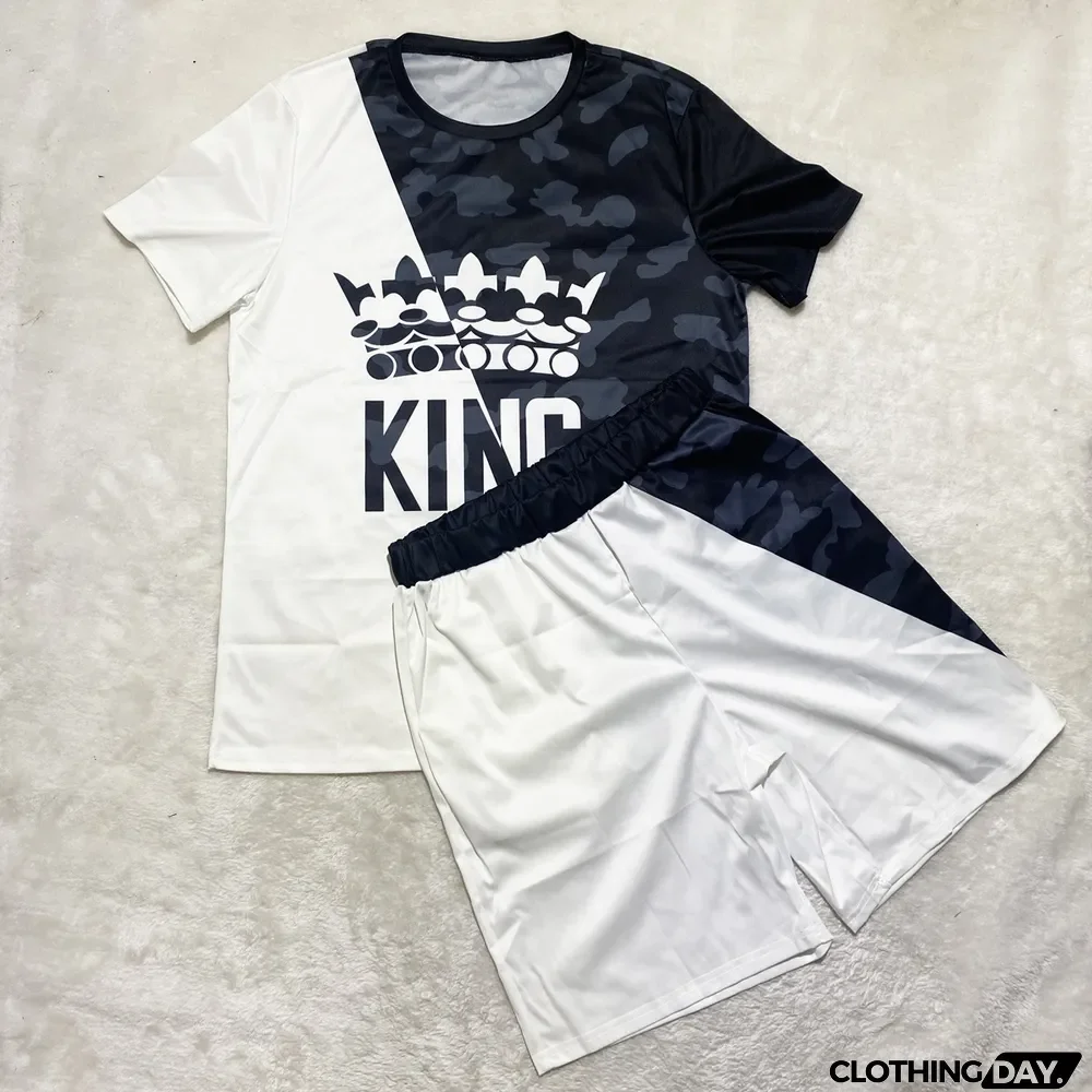 Men's Printed T Shirt And Shorts 2 Piece Sets