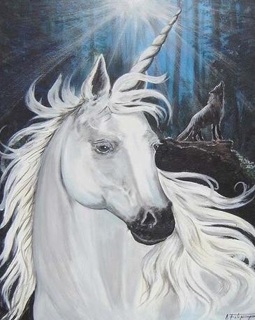 

Unicorn White With Wolf – Paint By Numbers - 40*50CM, 501 Original