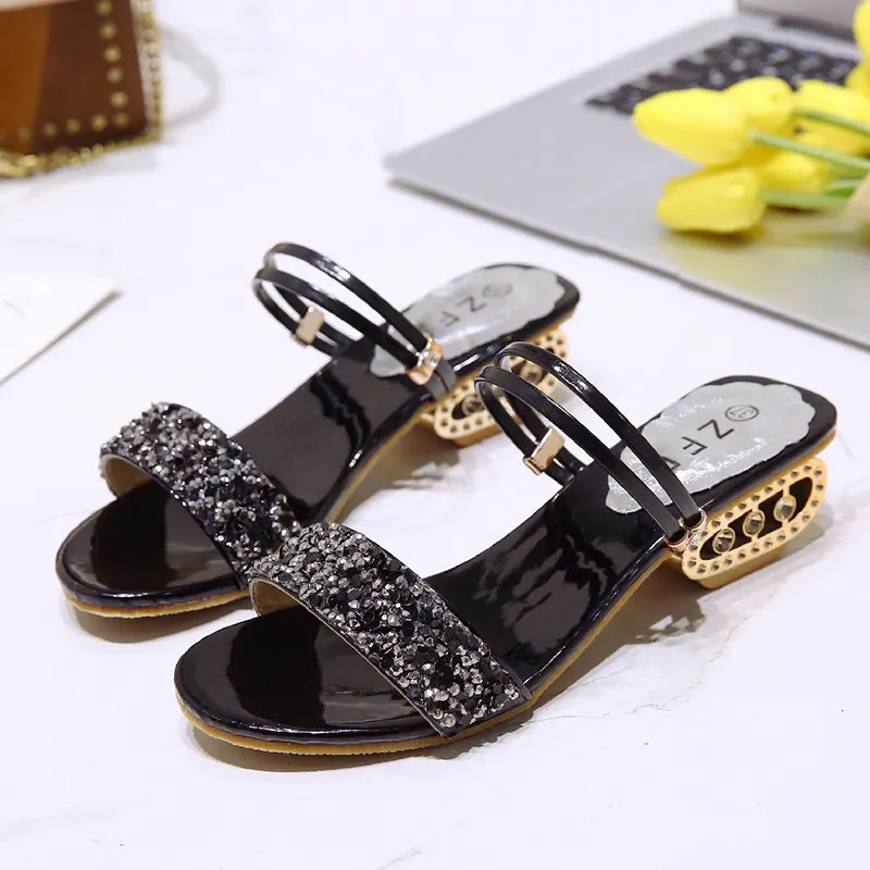 Breakj Breakj Slippers Women 2025 Summer Water Diamond Lily With A Word Wearing Fashion One Shoe Two Wearing Sandals