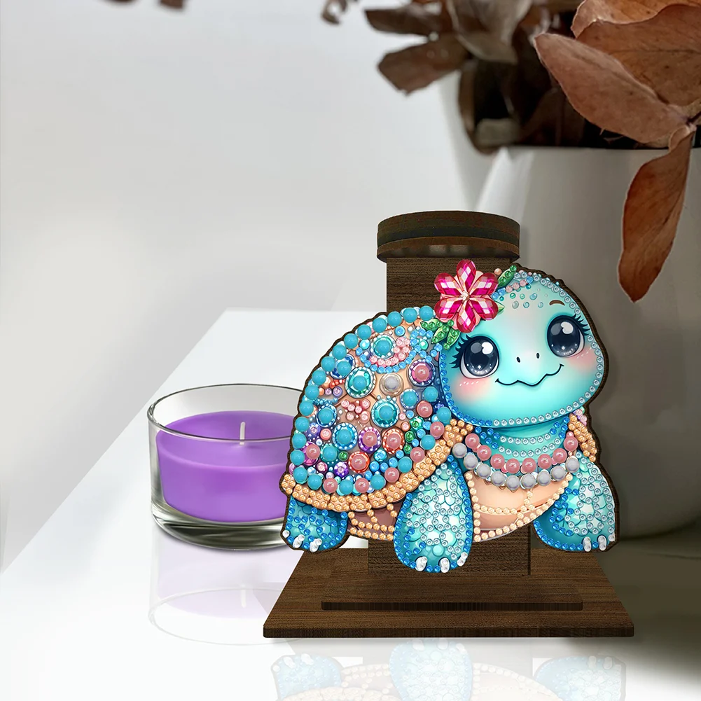 5D DIY Sea Turtle Diamond Painting Desktop Candle Holder Gifts for Family Friend