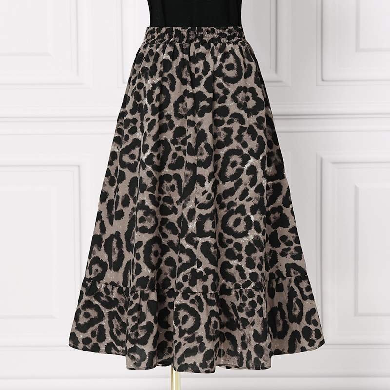 2022 Fashion Bohemian Work Office Skirt ZANZEA Elegant Printed Leopard Skirt Women High Waist Skirts Casual Work OL Long Bottoms