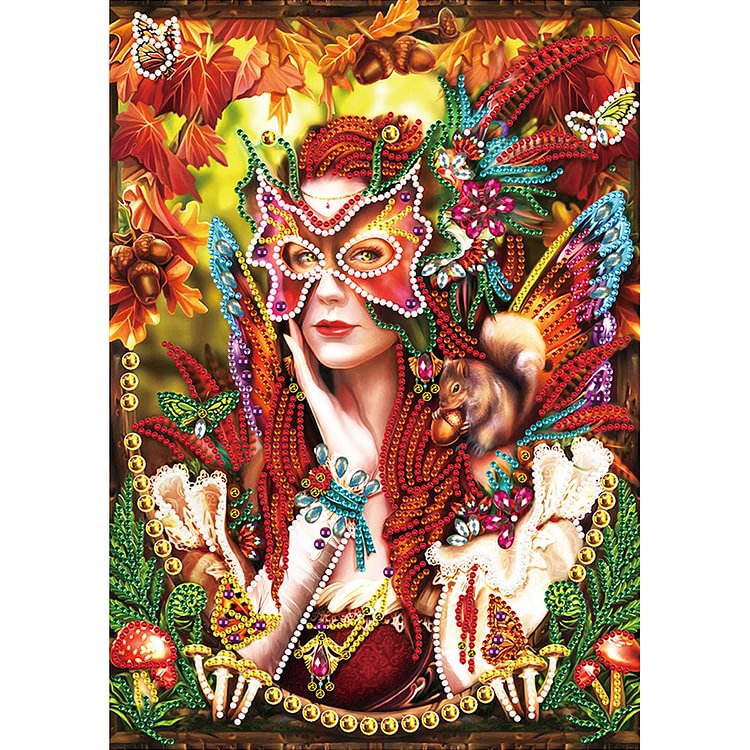 Mask Woman 30*40cm(Canvas) Special Shaped Drill Diamond Painting gbfke