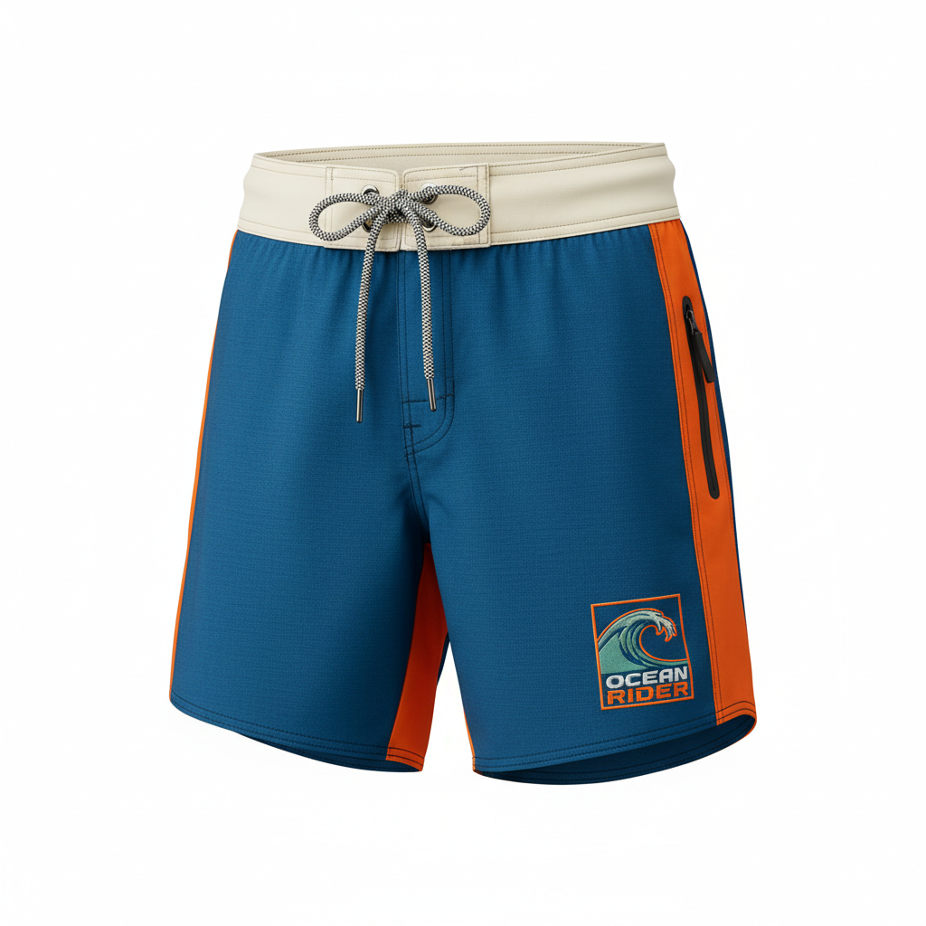 thesupersurf Blue and Orange Casual Shorts with Adjustable Waistband 