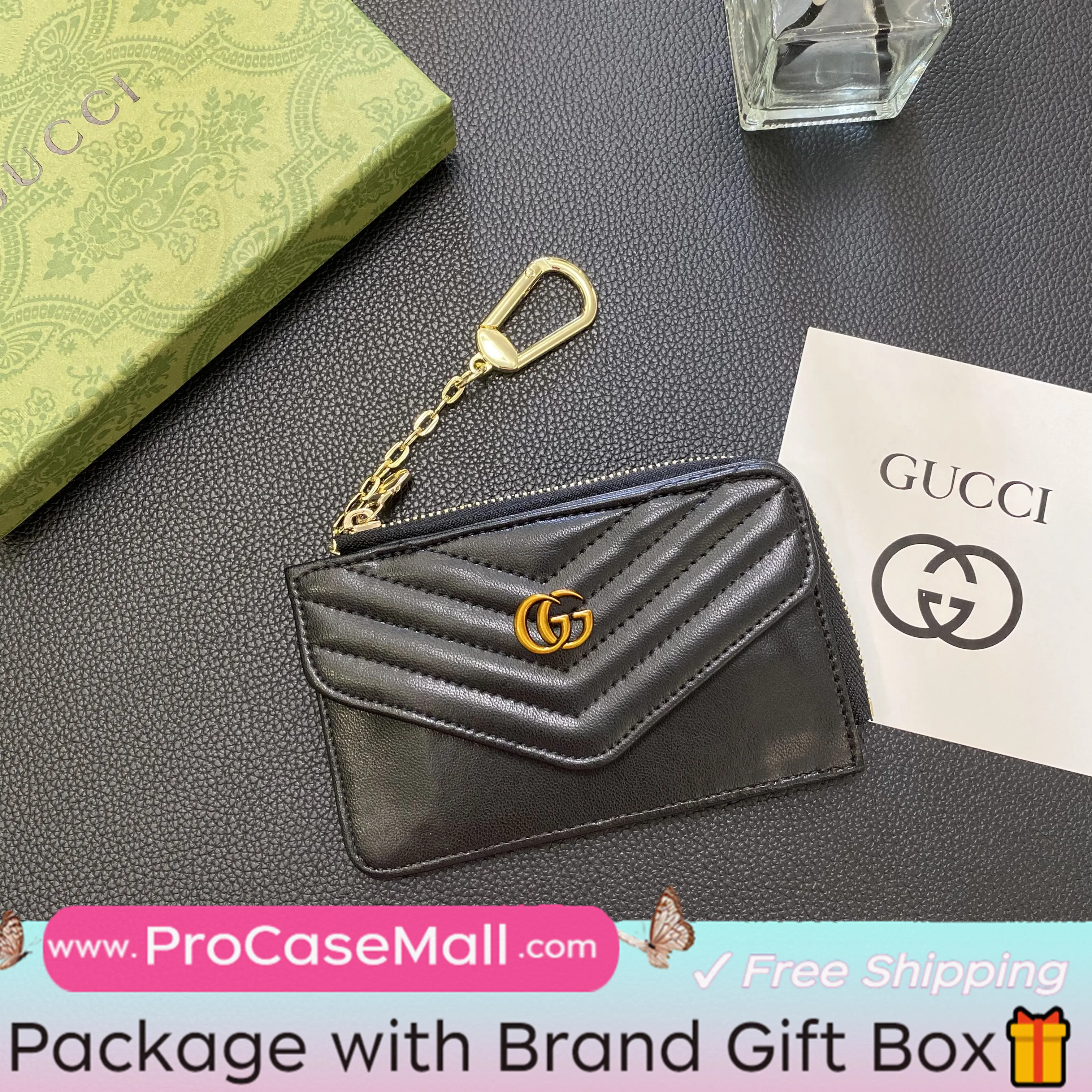 Gucci Elegant Leather GG Multi-Slot Wallet Card Holder