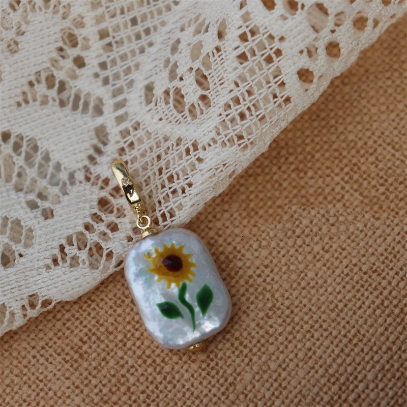 1 Piece 15*18mm Freshwater Pearl Zircon Geometric Pendant Jewelry Accessories