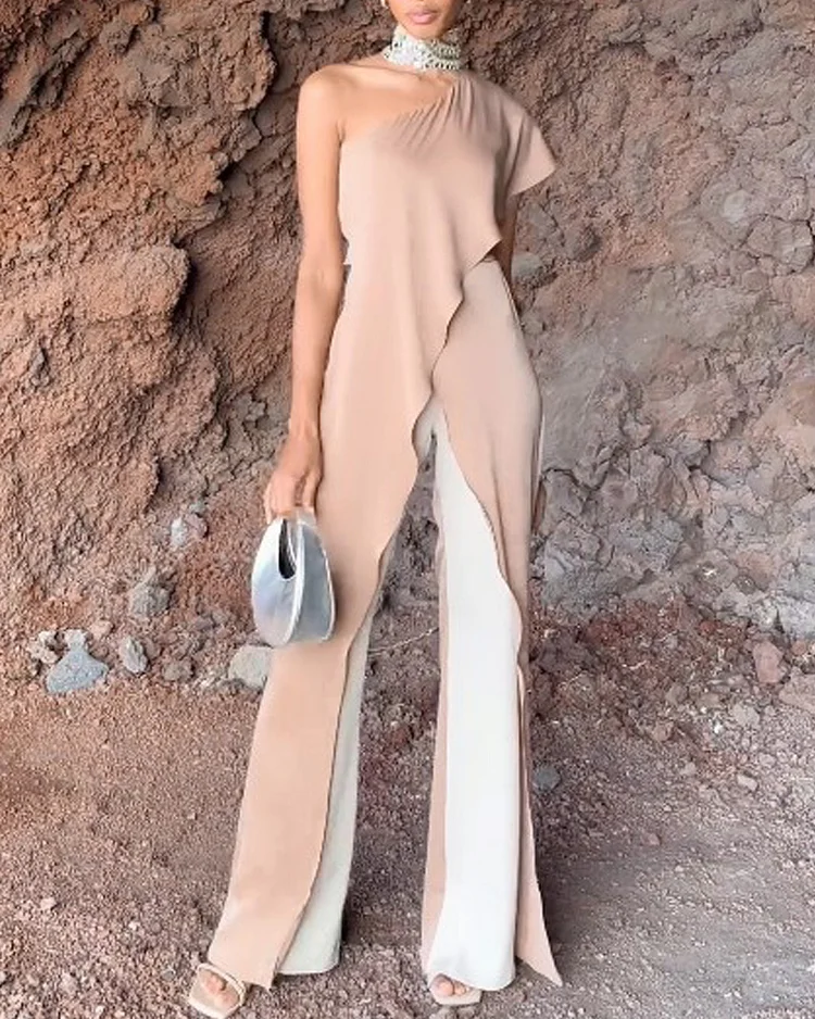 Casual solid color jumpsuit