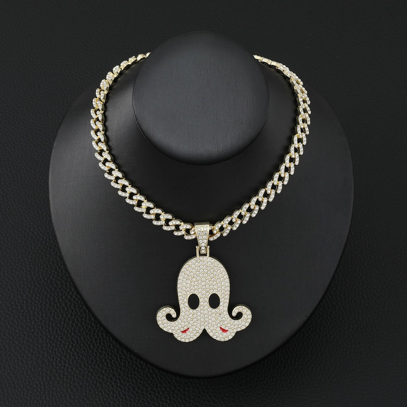 Casual Hip-Hop Lips Heart Shape Octopus Zinc Alloy Inlay Rhinestones Men’s Pendant Necklace