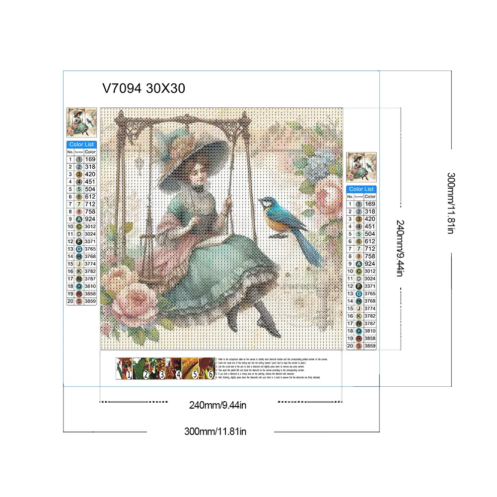 Diamond Painting - Full Round Drill - Swing Lady(Canvas|30*30cm)