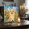 Sunflower Corgi 3D Bead Art Kit DIY Pearls Diamond Painting Animal Pattern Framed Canvas Home Wall