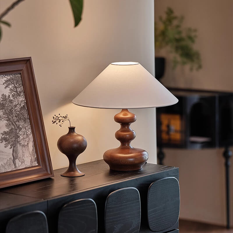 Retro Solid Wood Table Lamp