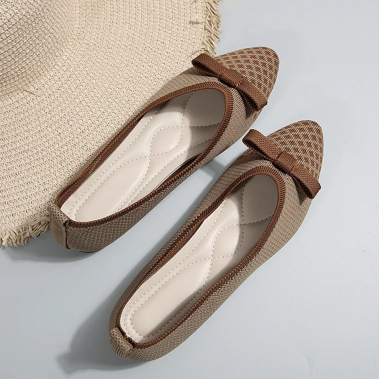 Bow Foot Flat Casual Single-layer Shoes Women's Knitted Woven Radinnoo.com