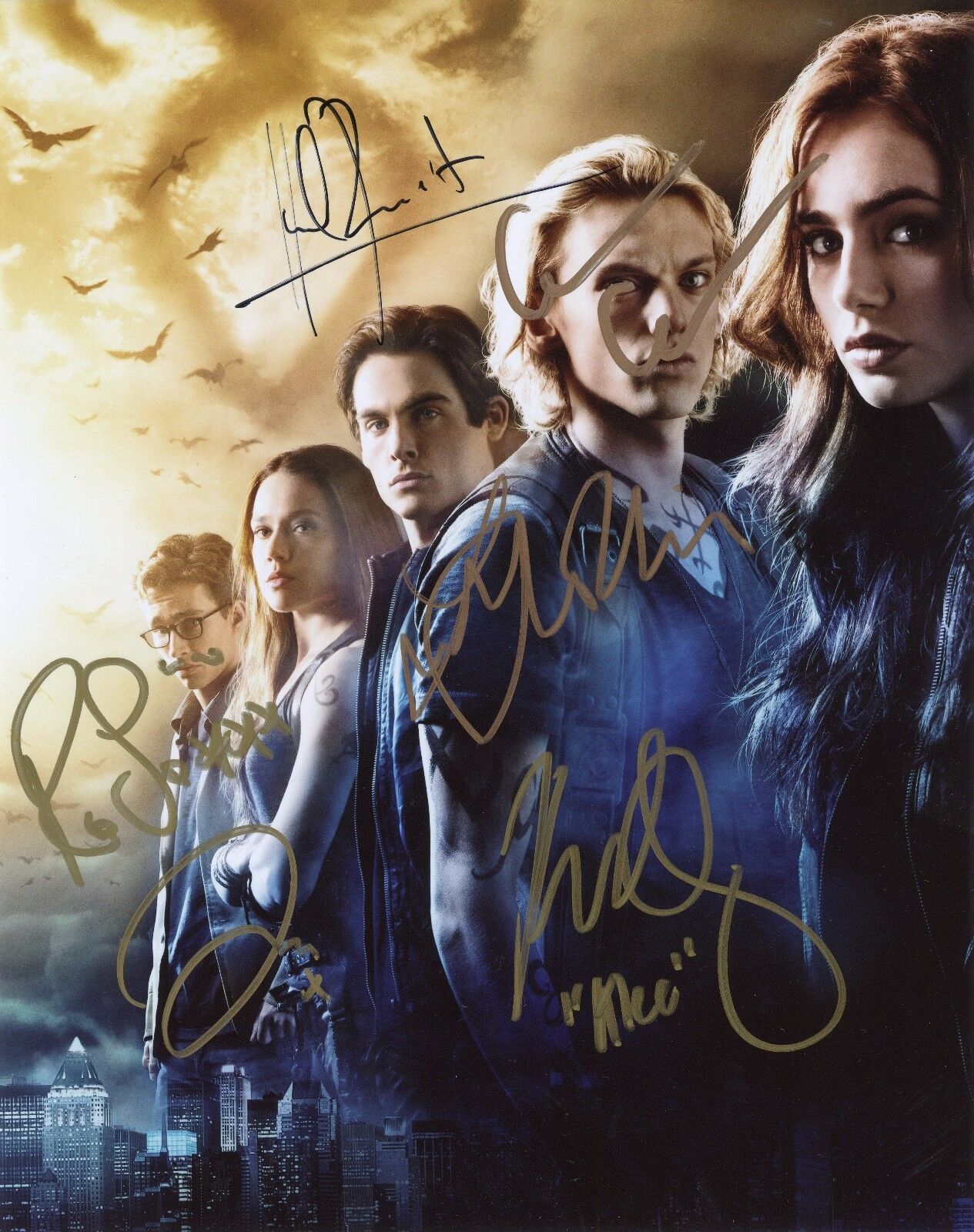 THE MORTAL INSTRUMENT Cast(x6) Authentic Hand-Signed LILY COLLINS