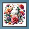 Kaninchen und Dahlie - Rundbohrer Diamantmalerei - 40*40cm
