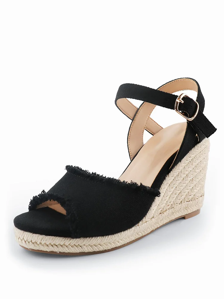 120mm Daily Party  Adjustable Ankle Strap Platform Wedge Red Bottom High Espadrilles Wedge Sandals Platform Heels Open Toe Buckle Sandals