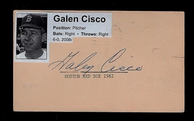 1961 - GALEN CISCO-BOSTON RED SOX AUTOGRAPHED POSTCARD Photo Poster painting