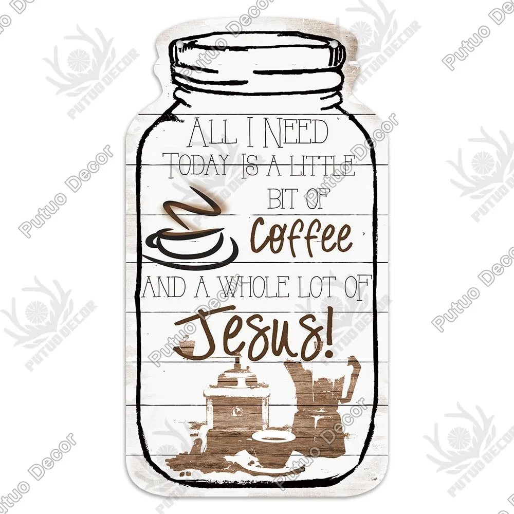 Putuo Decor Coffee Plaques Mason Jar Shape Wooden Signs Irregular Plate for Cafe Decoration Kitchen Wall Decor Decorative Plaque
