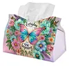 (24cm)Diamond Art Tissue Box DIY PU Napkin Cover for Home Decoration(Butterfly)