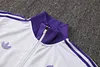 Joyfball 2024/2025 Real Madrid Long Zipped Jacket white Retro version Soccer Jersey 1:1 Thai Quality 