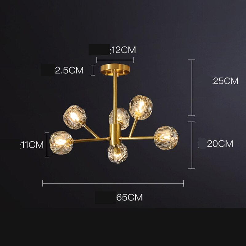 Nordic LED Chandeliers Lighting Modern Copper Chandeliers for Bedroom Living Dining Room Design Art Home Decor Lighting Fixture