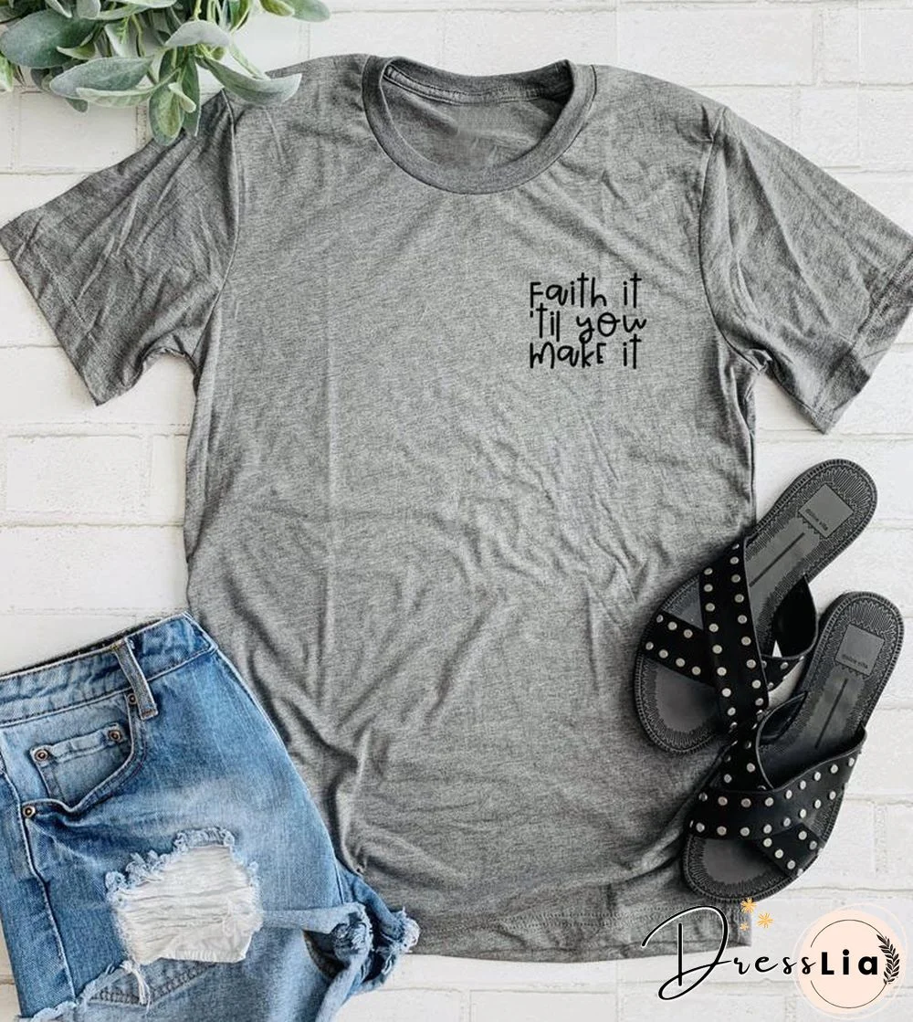 FaithItTilYouMakeIt Pocket LET GO Let GOD Shirt Bible Verse Shirt ChristianUnisexSloganGrungeTumblrAestheticTeesTops