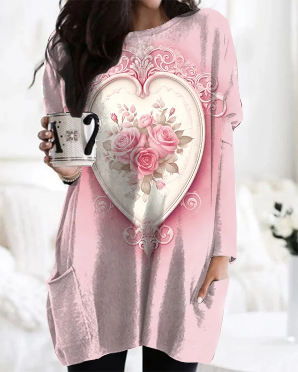 Vintage Valentine's Day Love Floral Print Midi Top
