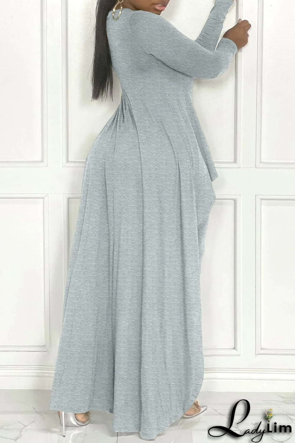 Army Green Fashion Casual Print Asymmetrical O Neck Plus Size Two Pieces