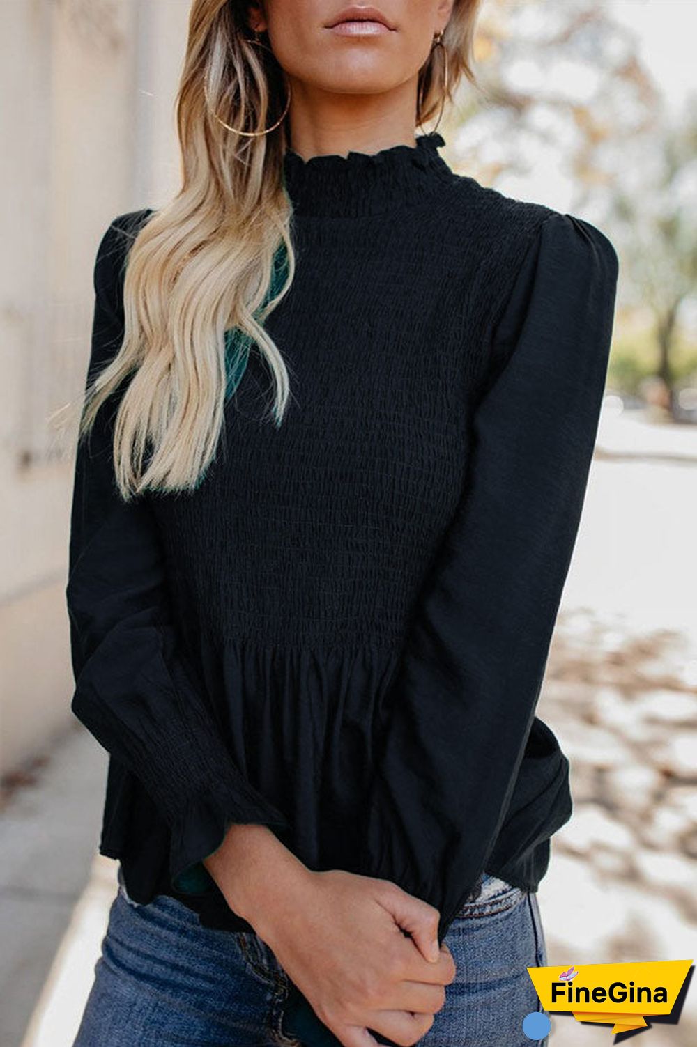 Casual High Neck Lace Design Top