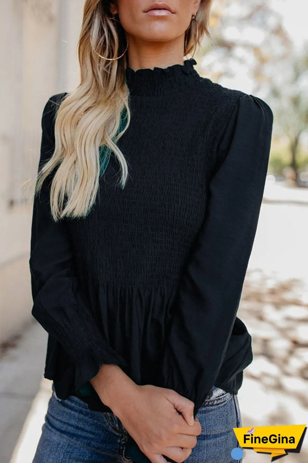 Casual High Neck Lace Design Top